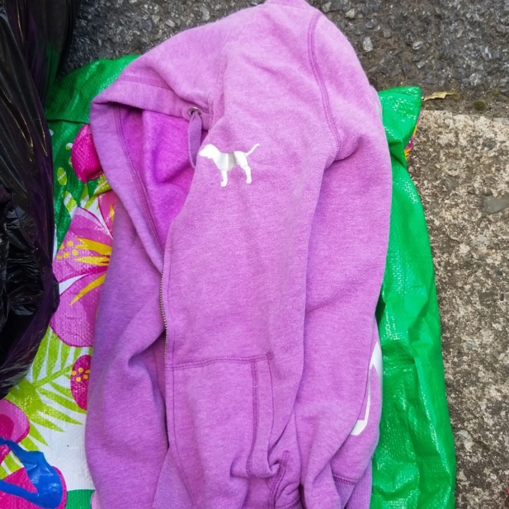 Purple hooded Pink zip up